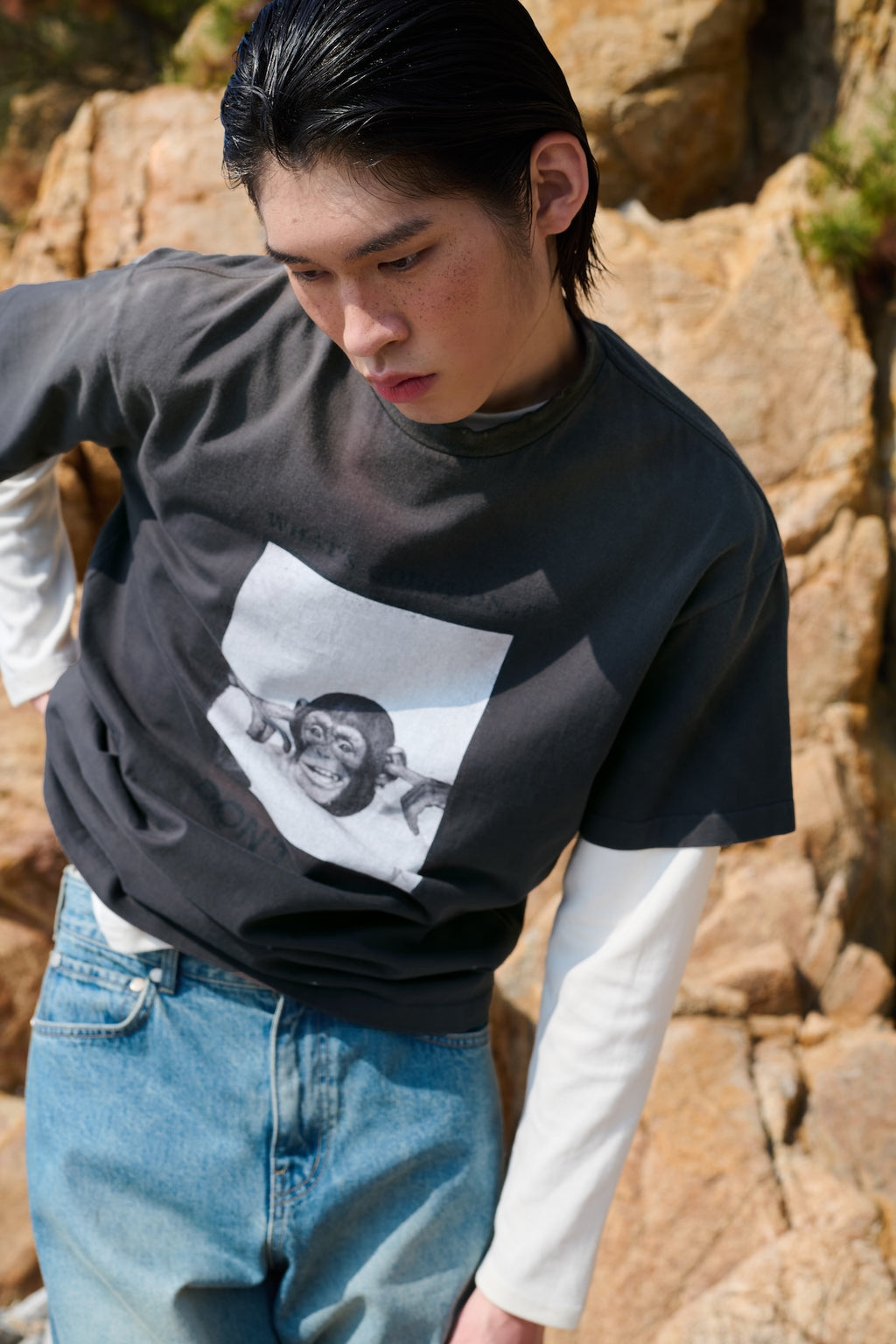 STU - Monkey T-shirt (Charcoal) product image 12 | TRAB K-Fashion Australia