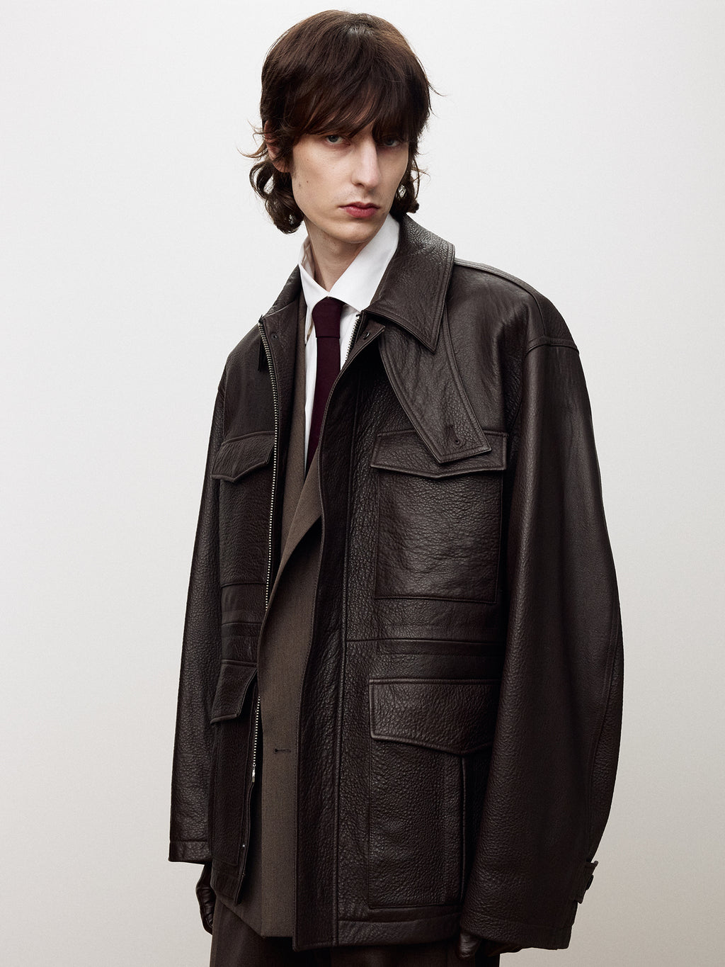 Tonywack - Lamb Leather Cargo Jacket (Dark Brown) product image 2 | TRAB K-Fashion Australia