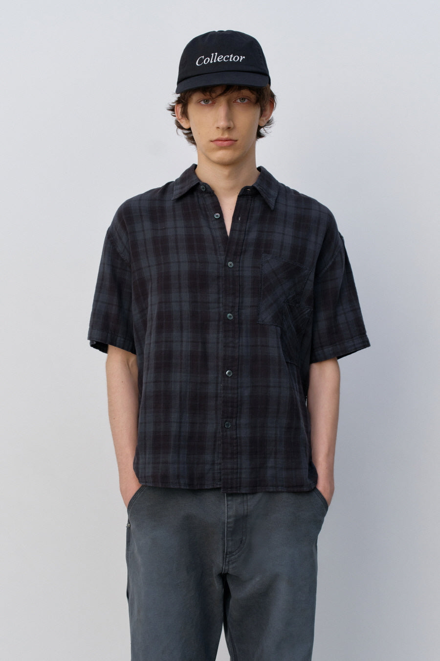 Insilence - Patch-dyed Half Shirt (Charcoal) product image 2 | TRAB K-Fashion Australia