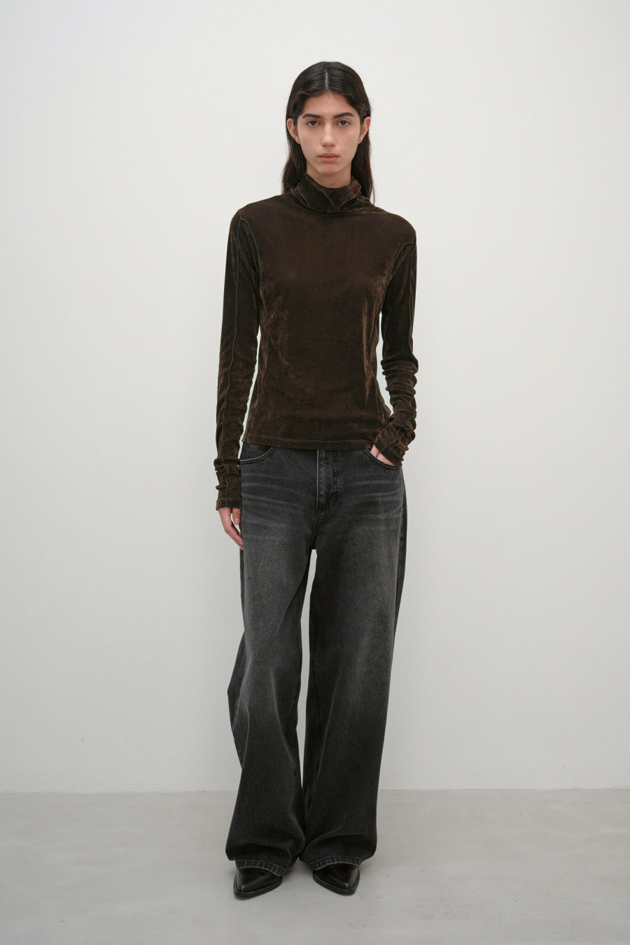 Insilence - Low Waist Wide Jeans (Washed Black) product image 6 | TRAB K-Fashion Australia