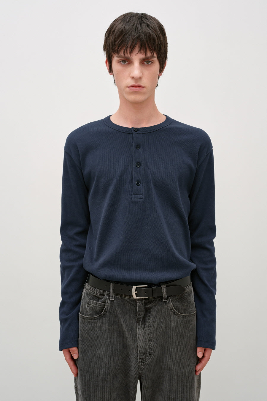 Insilence - Slim Fit Ribbed Henley Neck (Navy) product image 6 | TRAB K-Fashion Australia