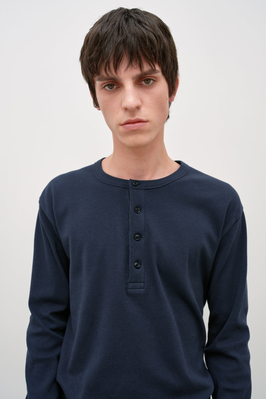 Insilence - Slim Fit Ribbed Henley Neck (Navy) product image 1 | TRAB K-Fashion Australia