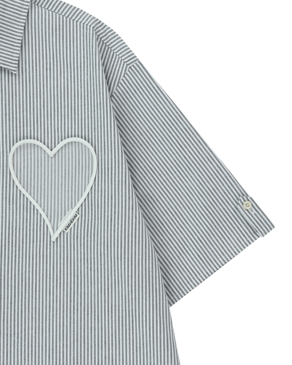 Kimhe Kim - Mesh Heart Pocket Striped Shirt (Black/Striped) product image 4 | TRAB K-Fashion Australia