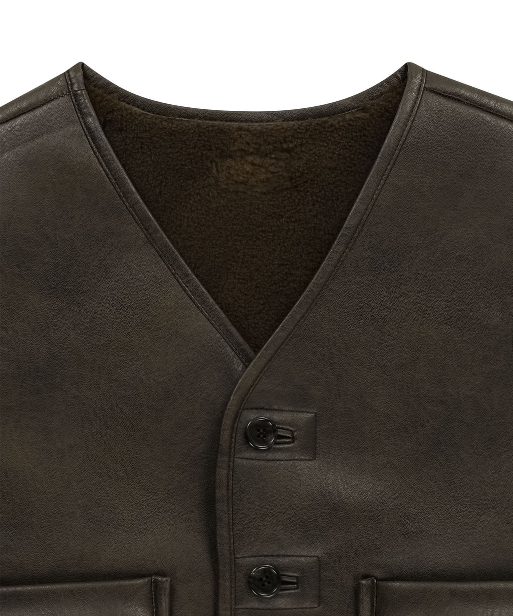 Marithe & Francois Girbaud - Faux Leather Mustang Crop Vest (Brown) product image 14 | TRAB K-Fashion Australia