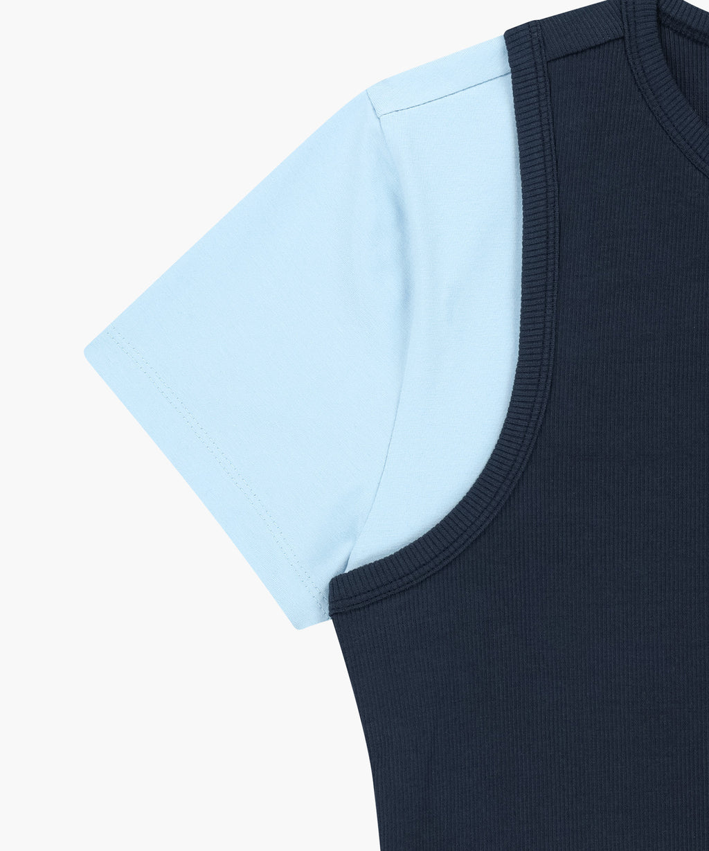 Marithe & Francois Girbaud - Small Classic Logo One Shoulder Layered Tee (Sky Blue) product image 14 | TRAB K-Fashion Australia
