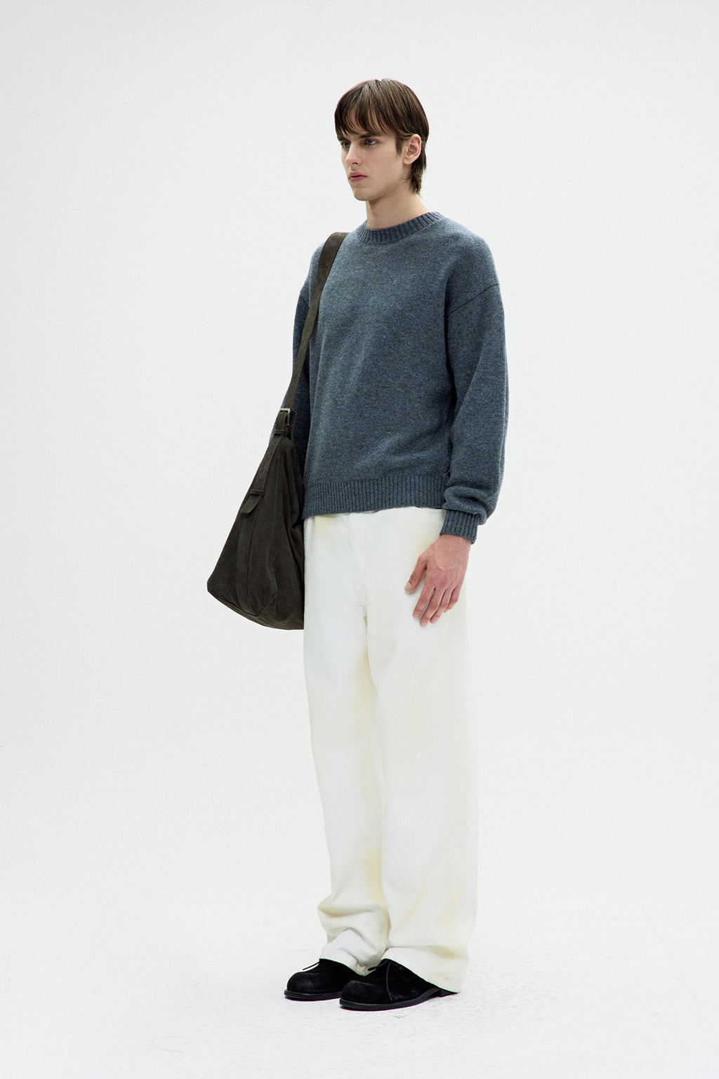 Coor - Wool Cropped Crewneck Sweater (Melange Gray) product image 3 | TRAB K-Fashion Australia