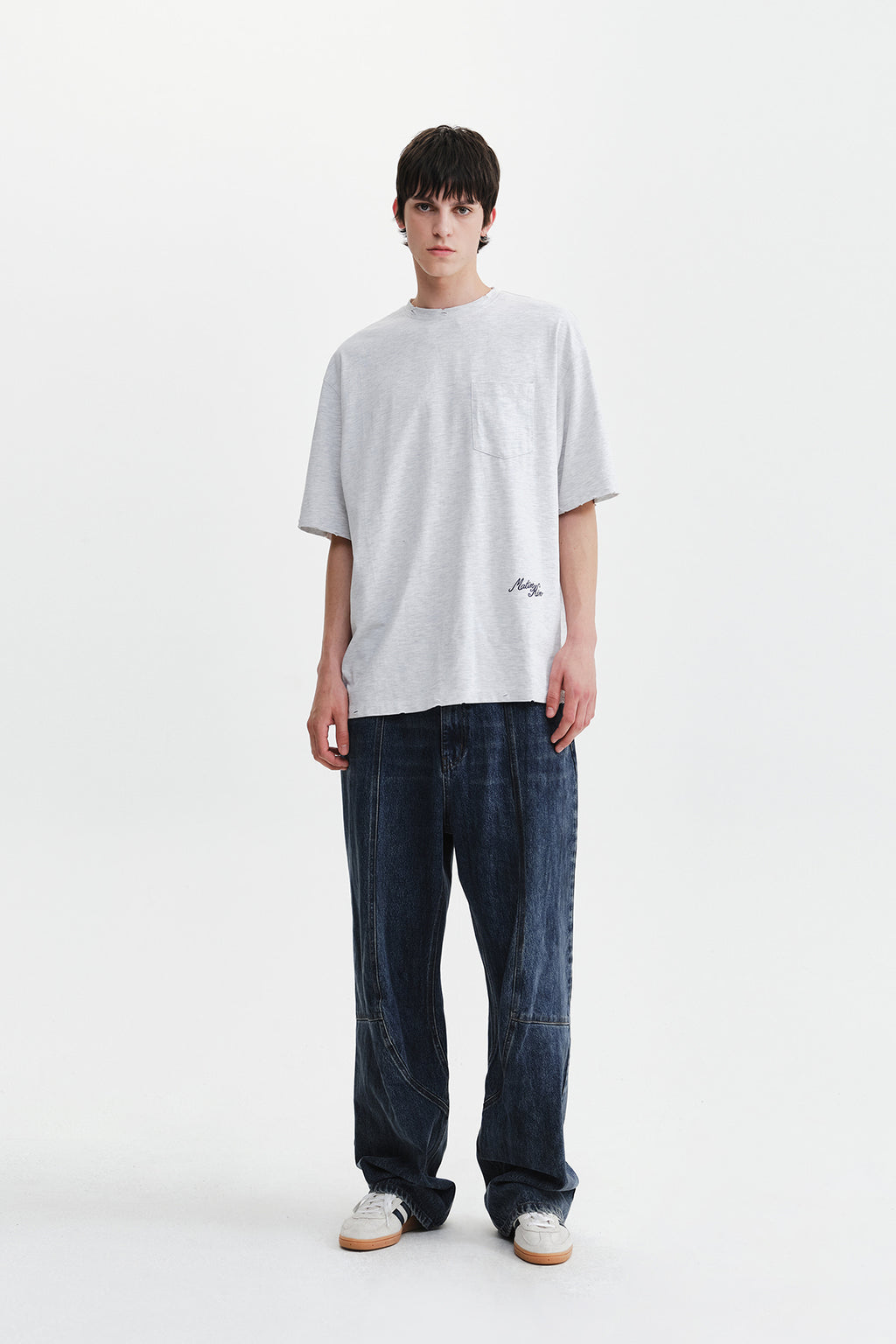 Matin Kim - Curved Seam Straight Denim Pants (Blue) product image 11 | TRAB K-Fashion Australia