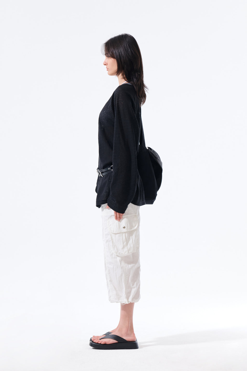 Matin Kim - Twist Boat Neck Stripe Logo Top (Black) product image 6 | TRAB K-Fashion Australia
