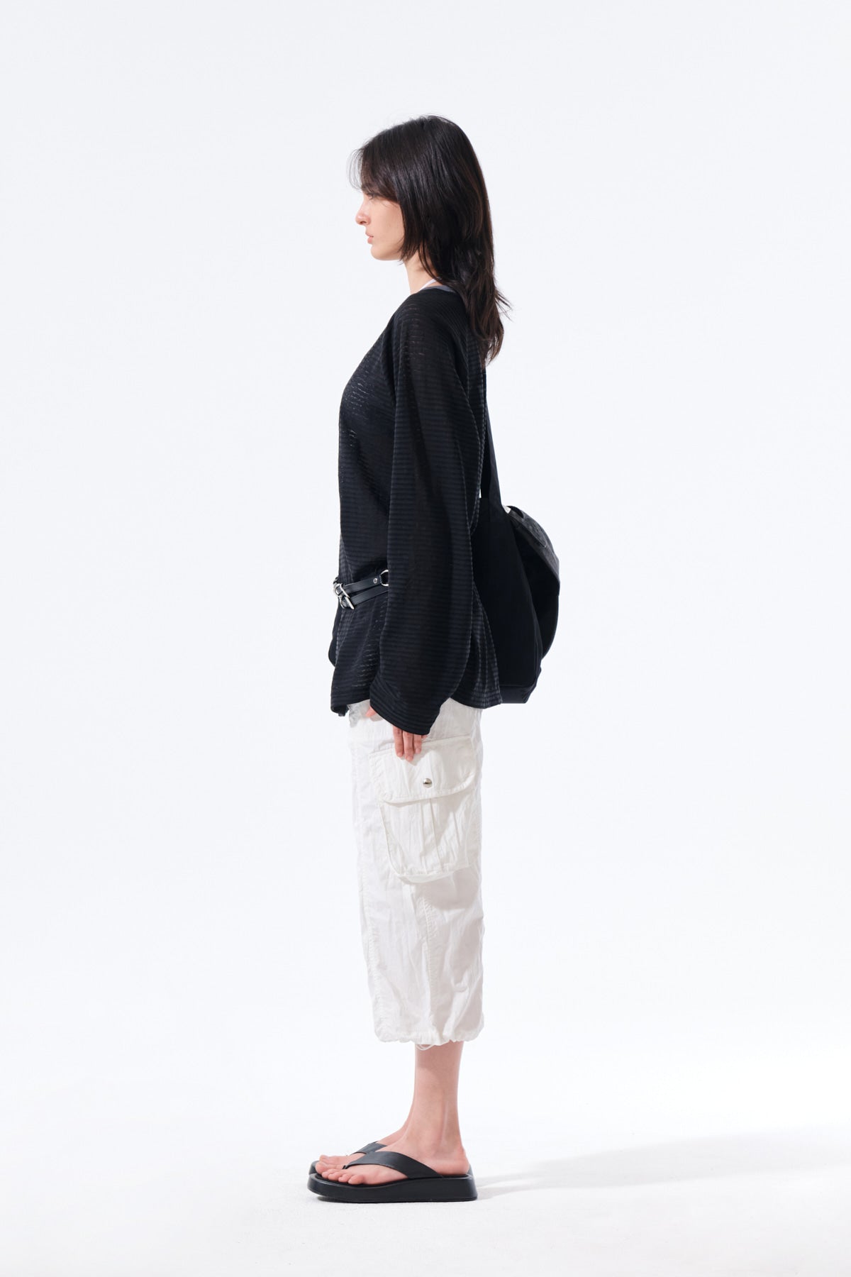 Matin Kim - Twist Boat Neck Stripe Logo Top (Black) product image 6 | TRAB K-Fashion Australia
