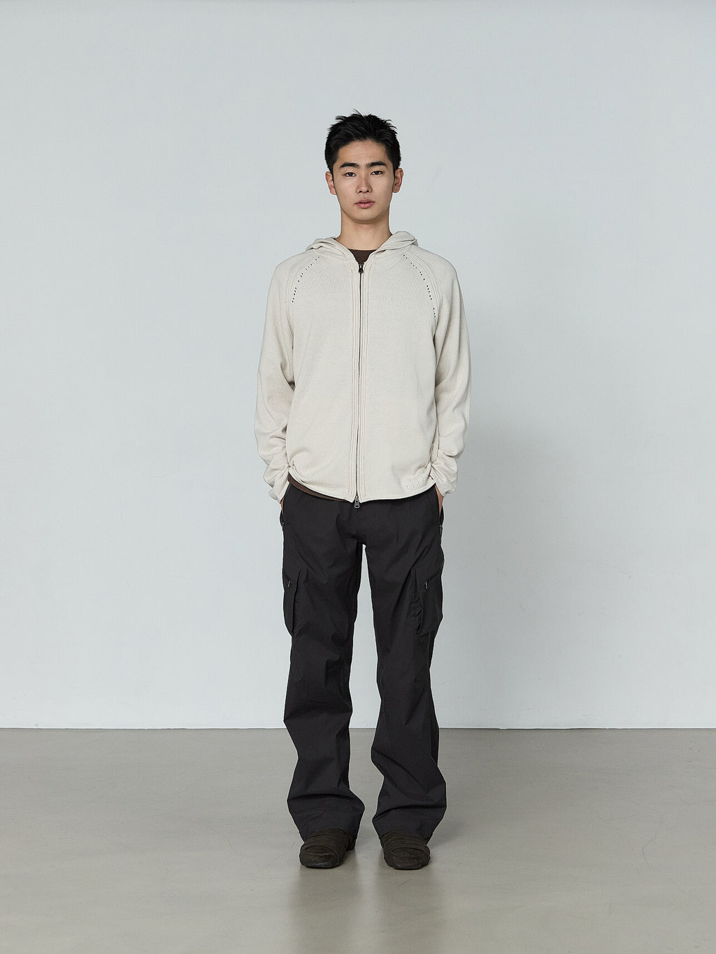 San San Gear - Knit Zip-Up Hoodie (Beige) product image 2 | TRAB K-Fashion Australia