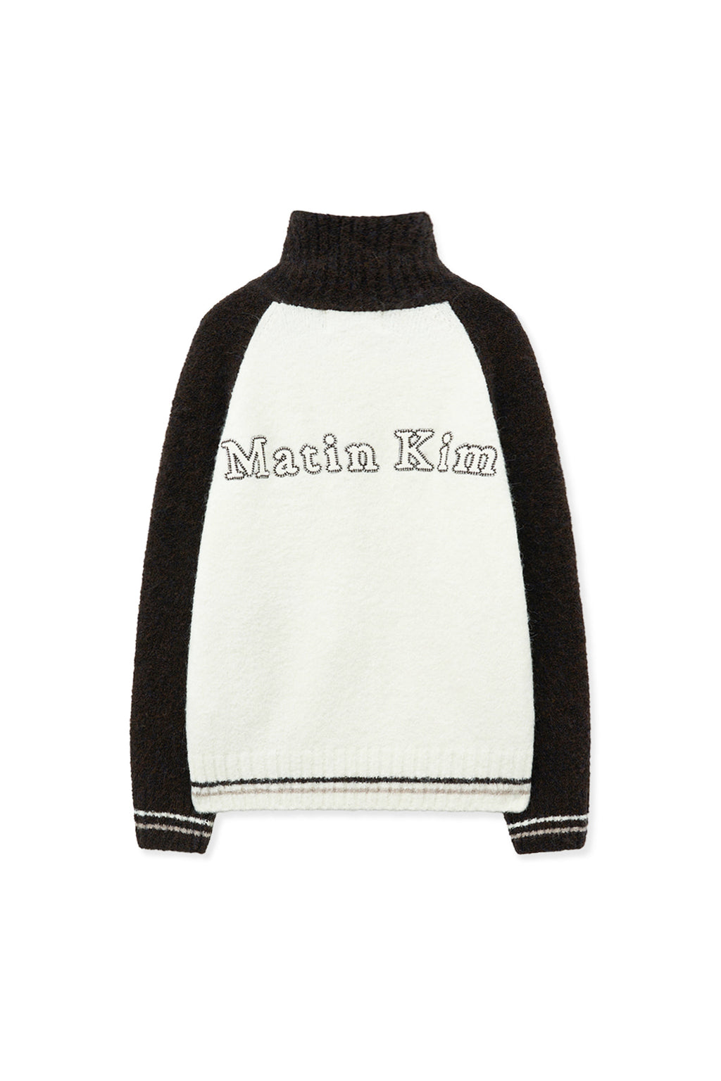 Matin Kim - High Neck Raglan Knit Zip Up (Dark Brown) product image 2 | TRAB K-Fashion Australia