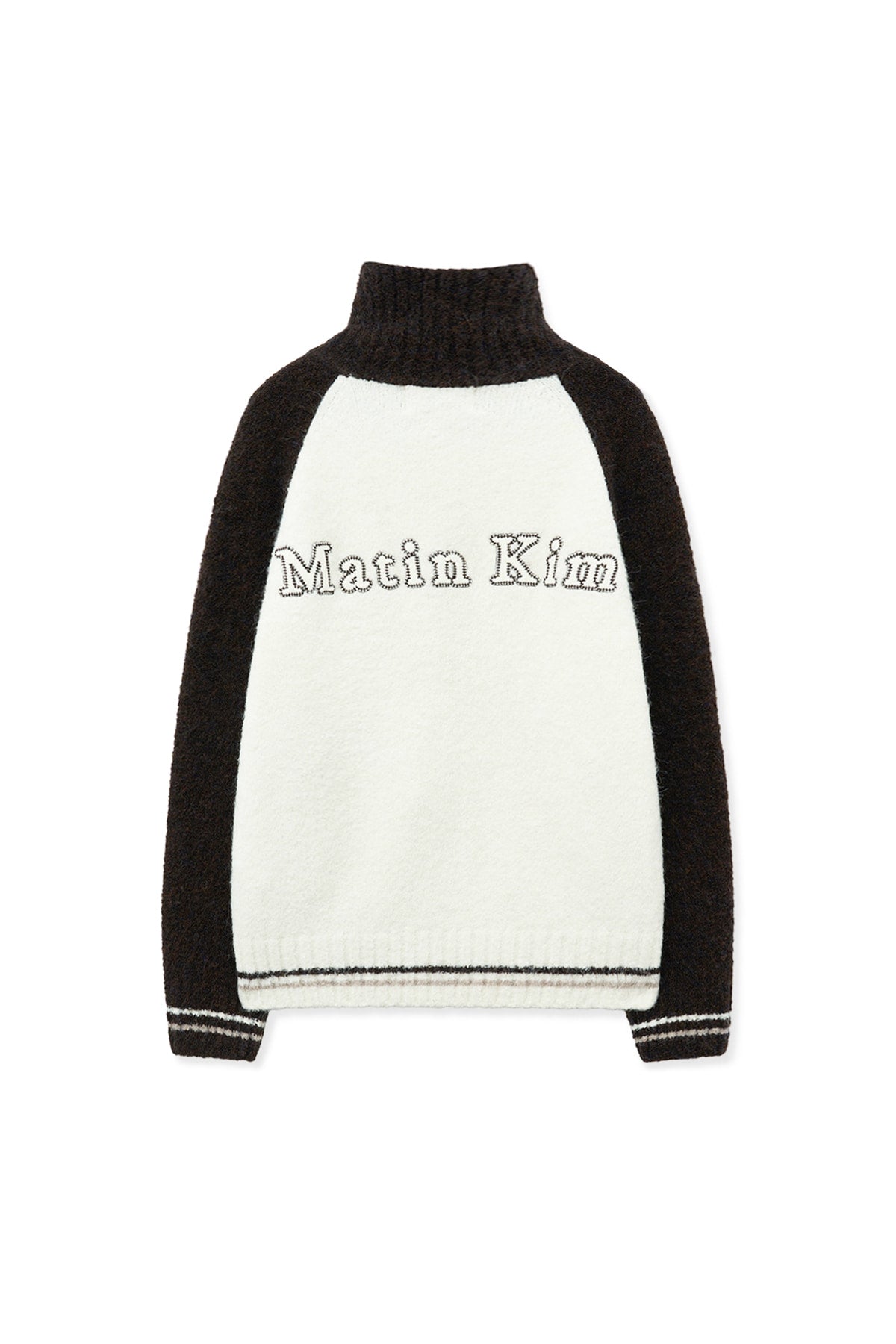 Matin Kim - High Neck Raglan Knit Zip Up (Dark Brown) product image 2 | TRAB K-Fashion Australia