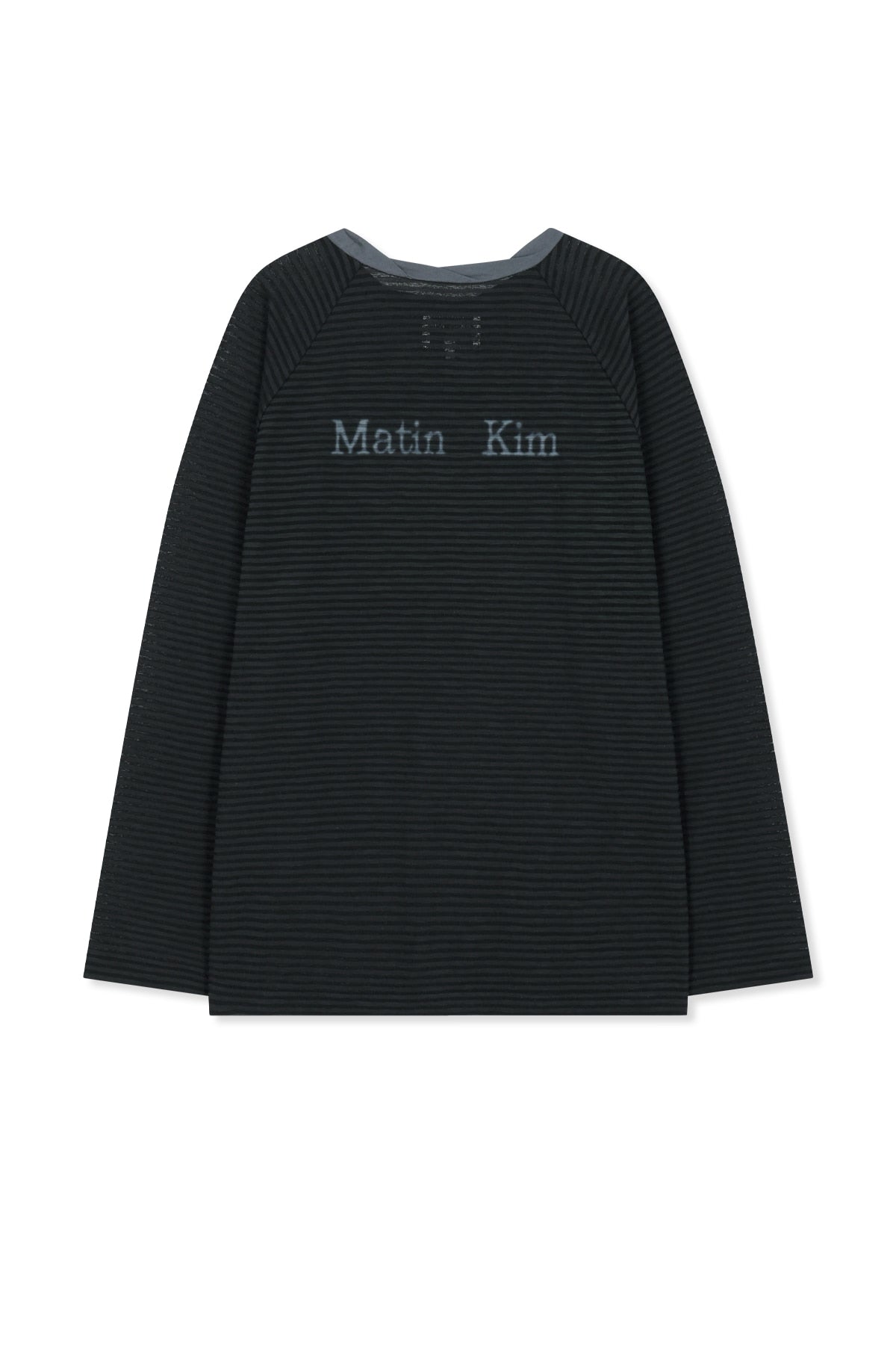 Matin Kim - Twist Boat Neck Stripe Logo Top (Black) product image 2 | TRAB K-Fashion Australia