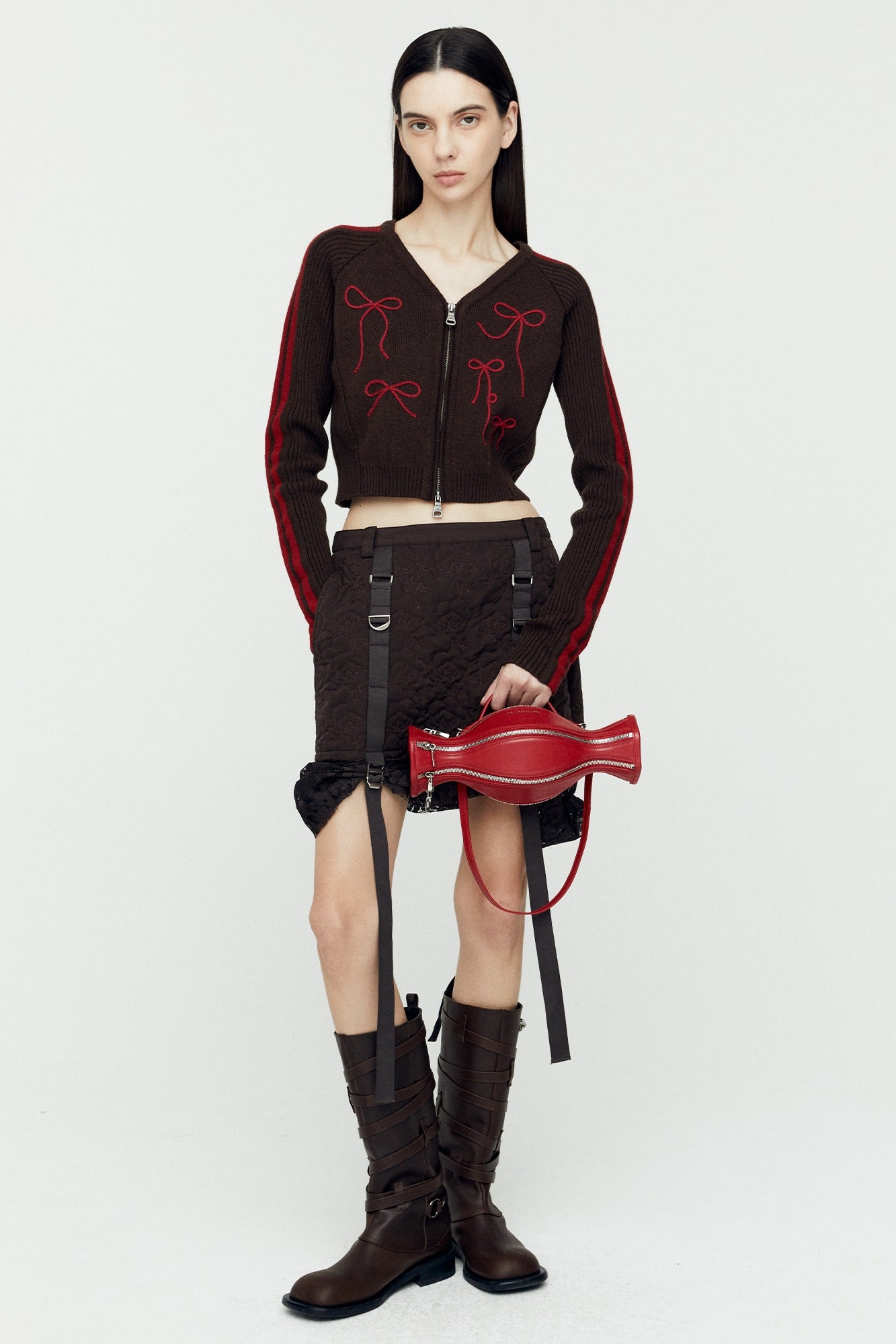 Andersson Bell - Ribbon Embroidery Knit Cardigan (Red) product image 1 | TRAB K-Fashion Australia