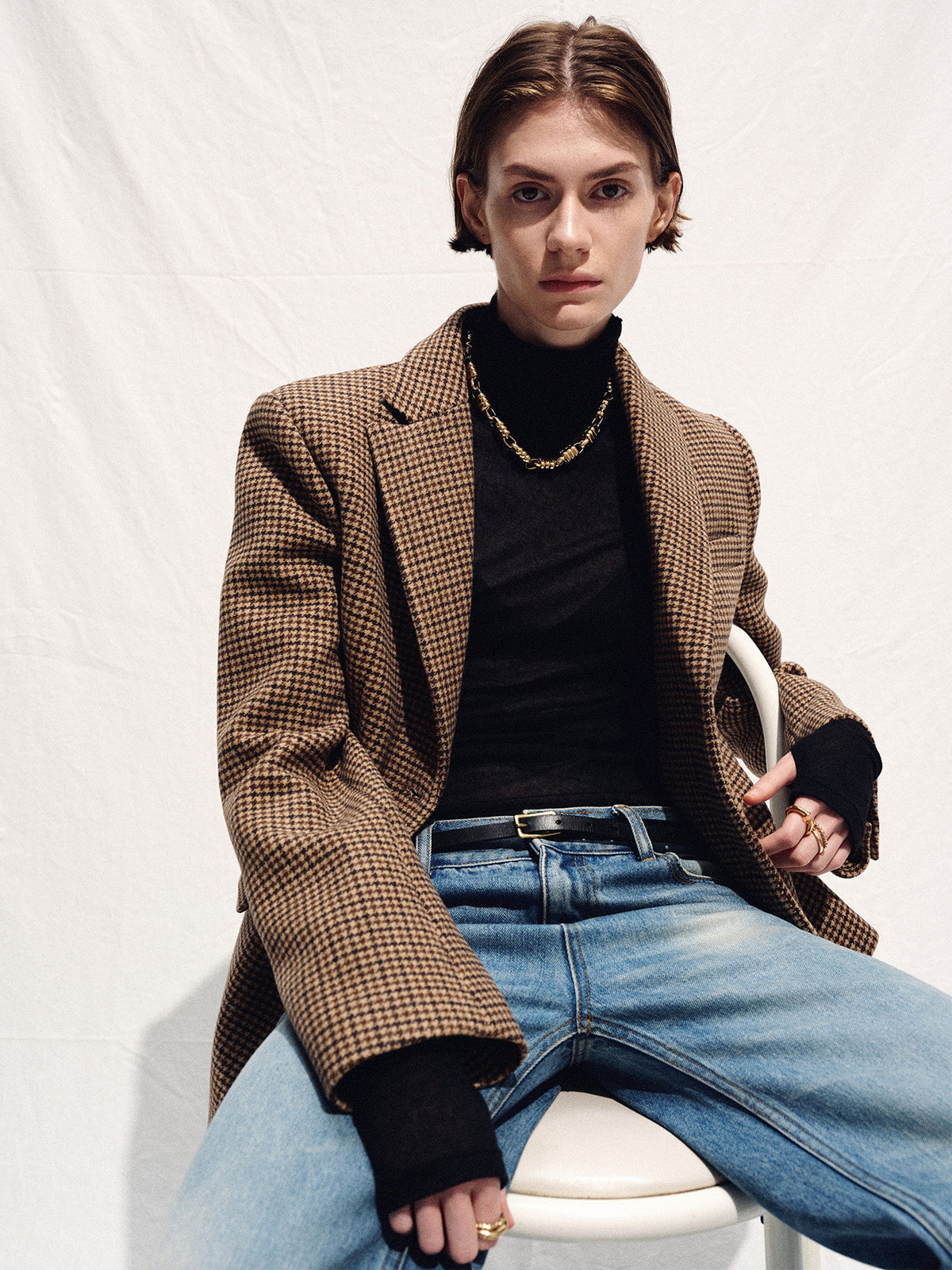 Tonywack - Wool Houndstooth Single Breasted Jacket (Brown Check) product image 8 | TRAB K-Fashion Australia