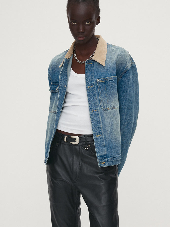 Tonywack - Corduroy Collar Denim Work Jacket (Washed Blue) product image 3 | TRAB K-Fashion Australia
