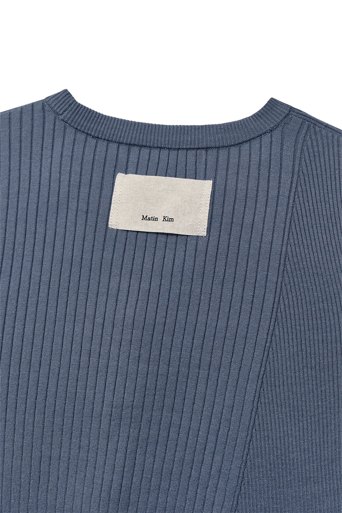 Matin Kim - Unbalance Cut Line Button Cardigan (Smoke Blue) product image 5 | TRAB K-Fashion Australia