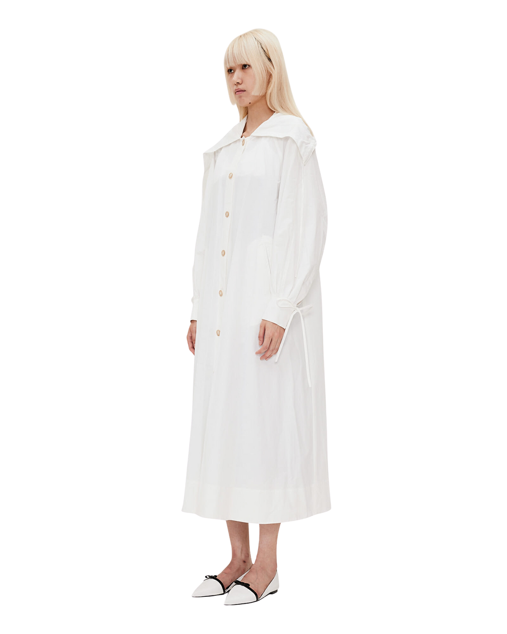 Kimhe Kim - Sailor Collared Long Cotton Shirt Dress (Ivory) product image 3 | TRAB K-Fashion Australia