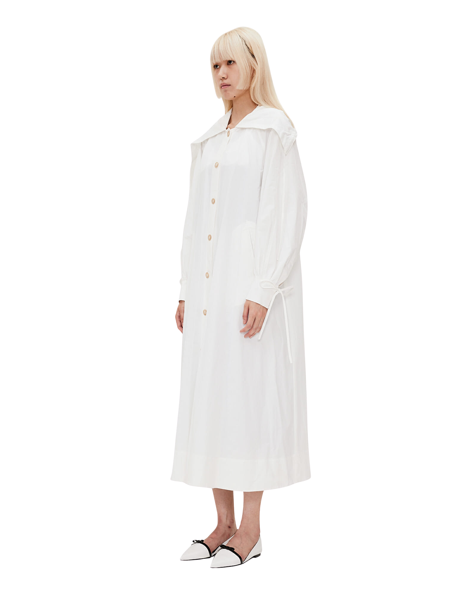Kimhe Kim - Sailor Collared Long Cotton Shirt Dress (Ivory) product image 3 | TRAB K-Fashion Australia