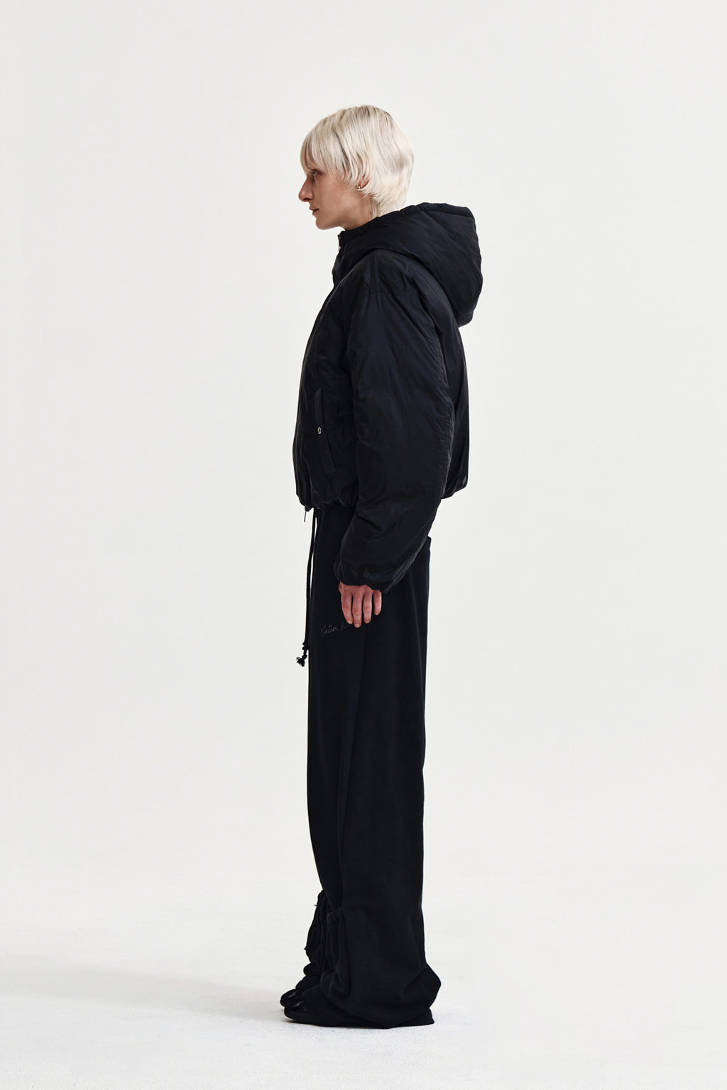 Matin Kim - Back Logo Hoody Short Down Jumper (Black) product image 6 | TRAB K-Fashion Australia
