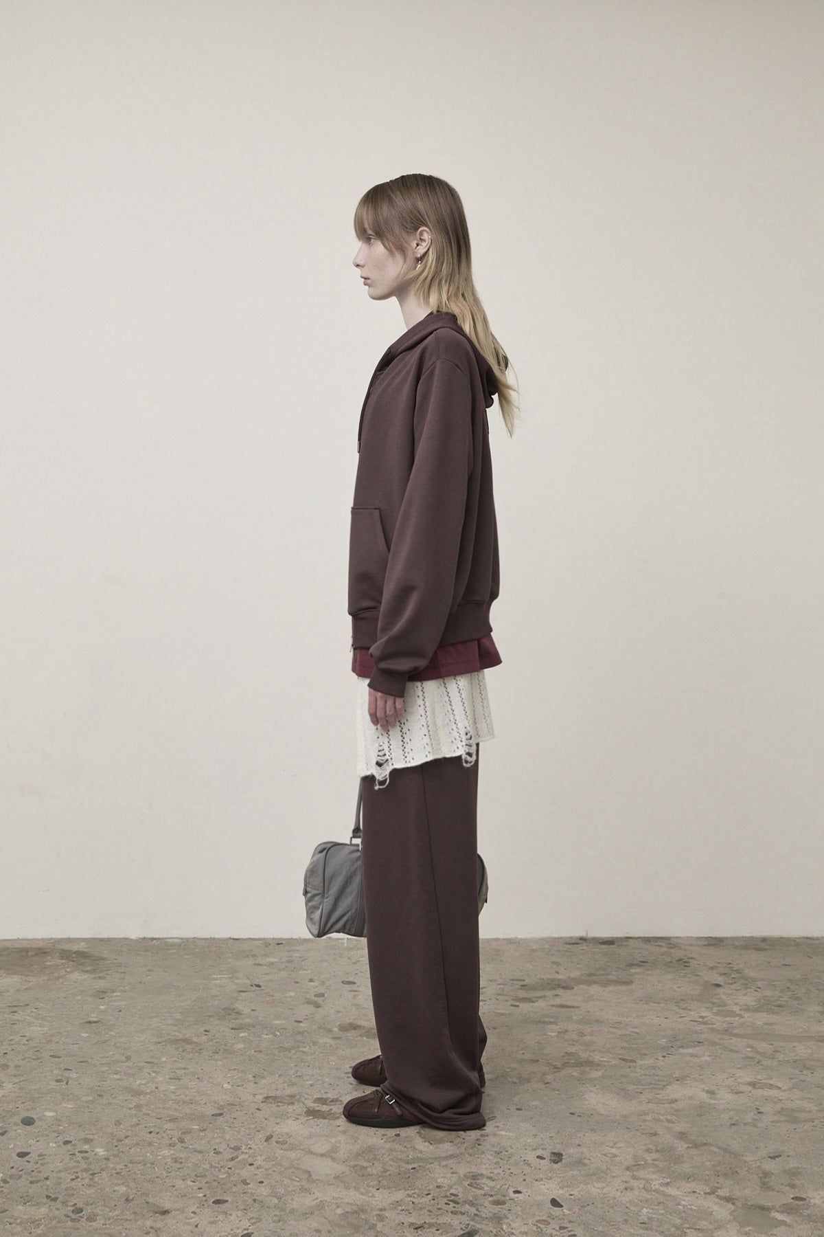 Matin Kim - Back Logo Glitter Hoody Zip Up (Brown) product image 6 | TRAB K-Fashion Australia