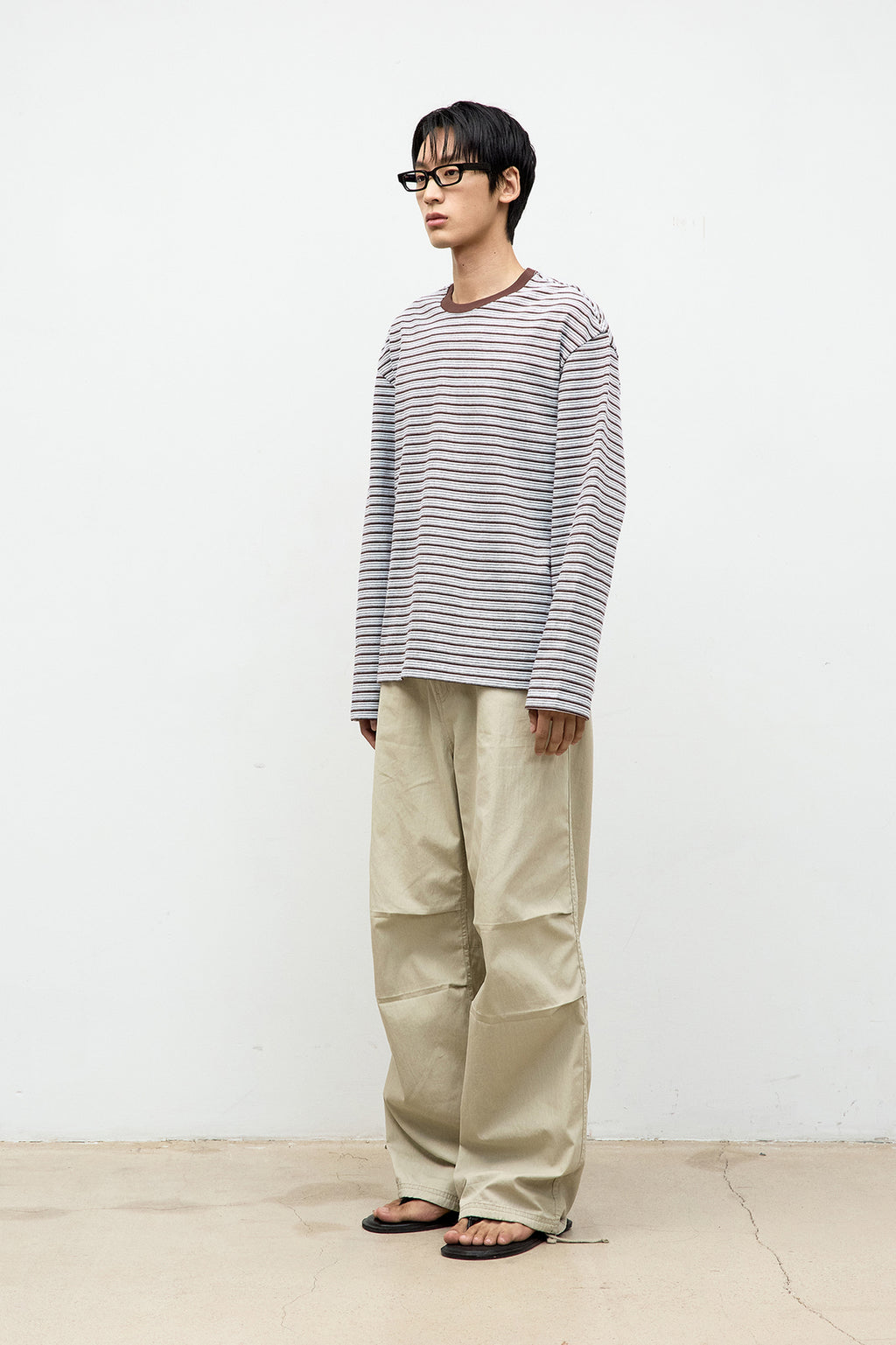 Coor - Multi Color Stripe Long Sleeve T-Shirt (Blue Burgundy) product image 3 | TRAB K-Fashion Australia