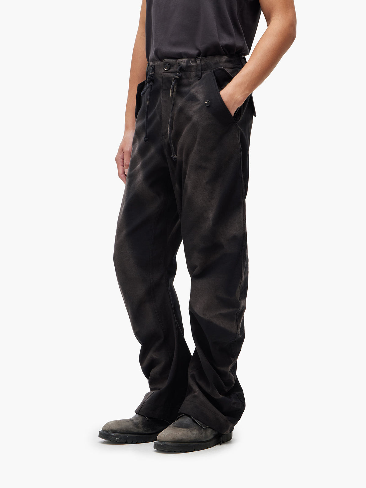 Jiyong Kim - Sun-Bleached Twisted Trousers (Black) product image 4 | TRAB K-Fashion Australia