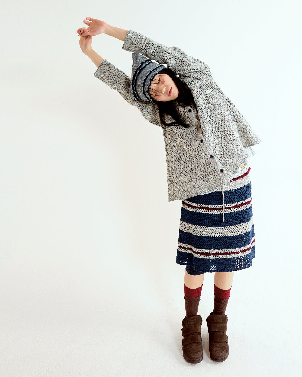 Coyseio - Net Knit Cardigan (Grey) product image 4 | TRAB K-Fashion Australia