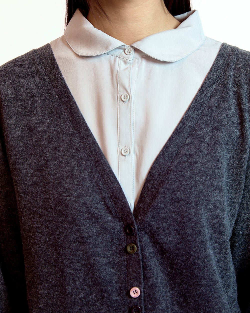 Coyseio - Layered Shirt Cardigan (Dark Grey) product image 5 | TRAB K-Fashion Australia