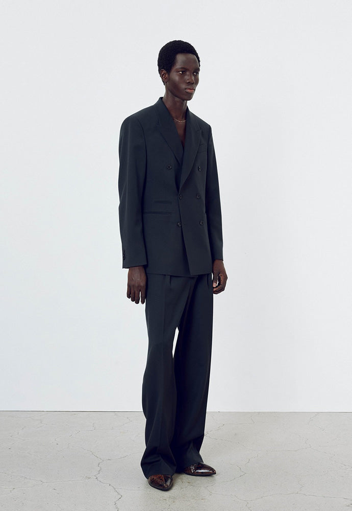 Tonywack - Wool Twill Pleated Wide Trousers (Carbon Grey) product image 3 | TRAB K-Fashion Australia