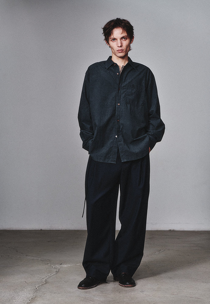 Art if acts - Belted Wool Side Two Tuck Pants (Navy) product image 4 | TRAB K-Fashion Australia