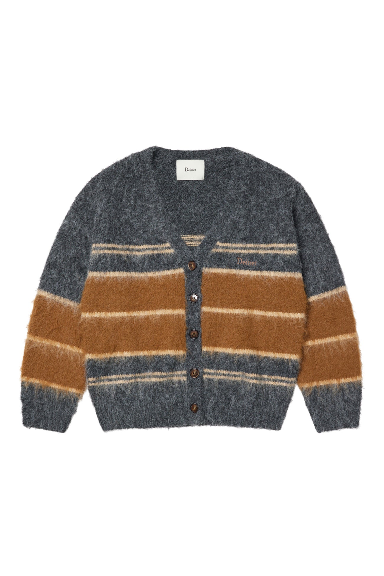 Deinet - Wool Blended Stripe Knit Cardigan (Grey) product image 7 | TRAB K-Fashion Australia