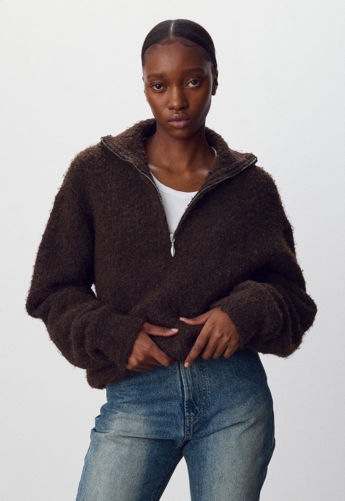 Tonywack - Wool Blend Boucle Zip Sweater (Brown) product image 5 | TRAB K-Fashion Australia