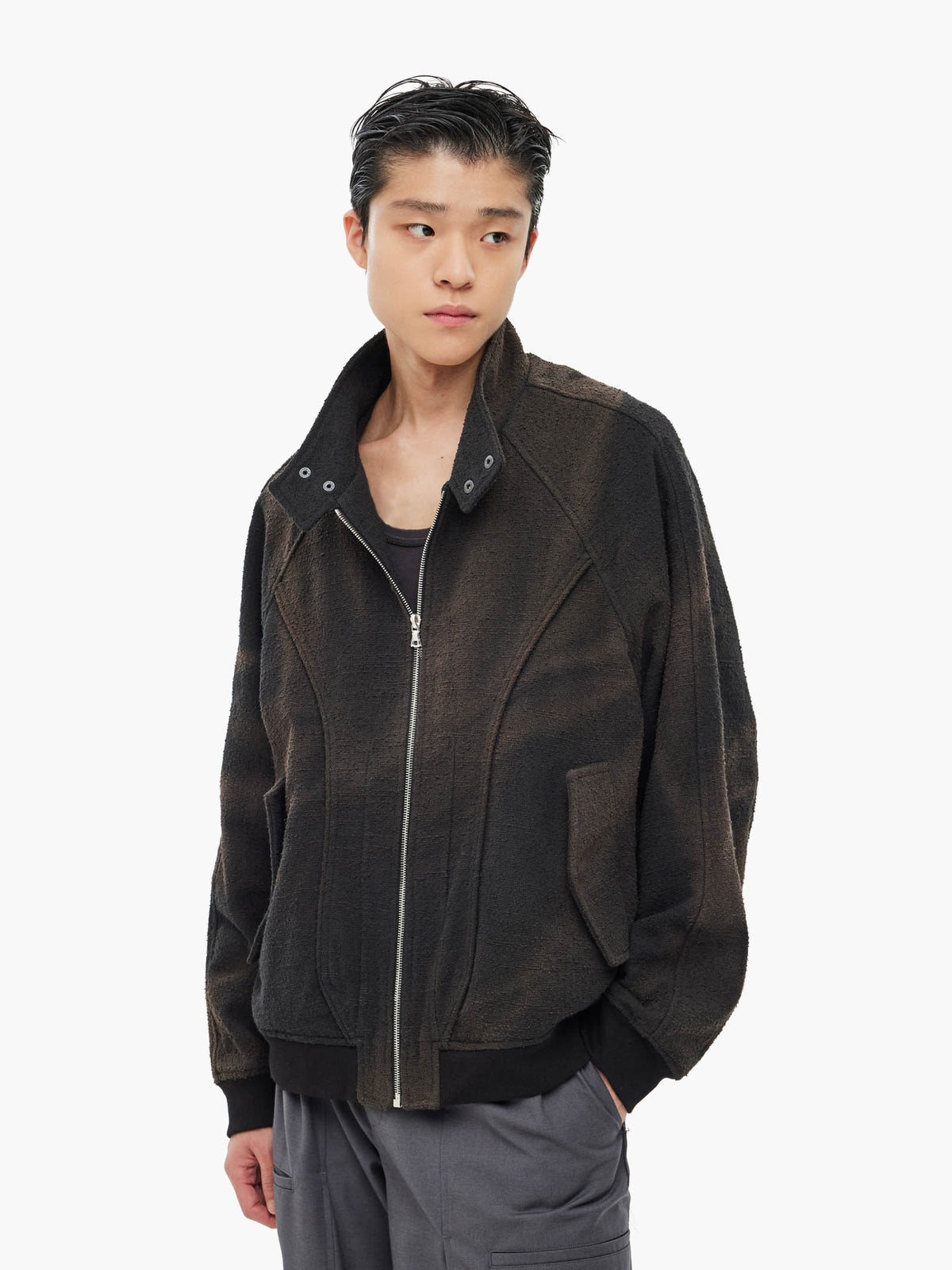 Jiyong Kim - Sun-Bleached High Neck Blouson (Black) product image 3 | TRAB K-Fashion Australia