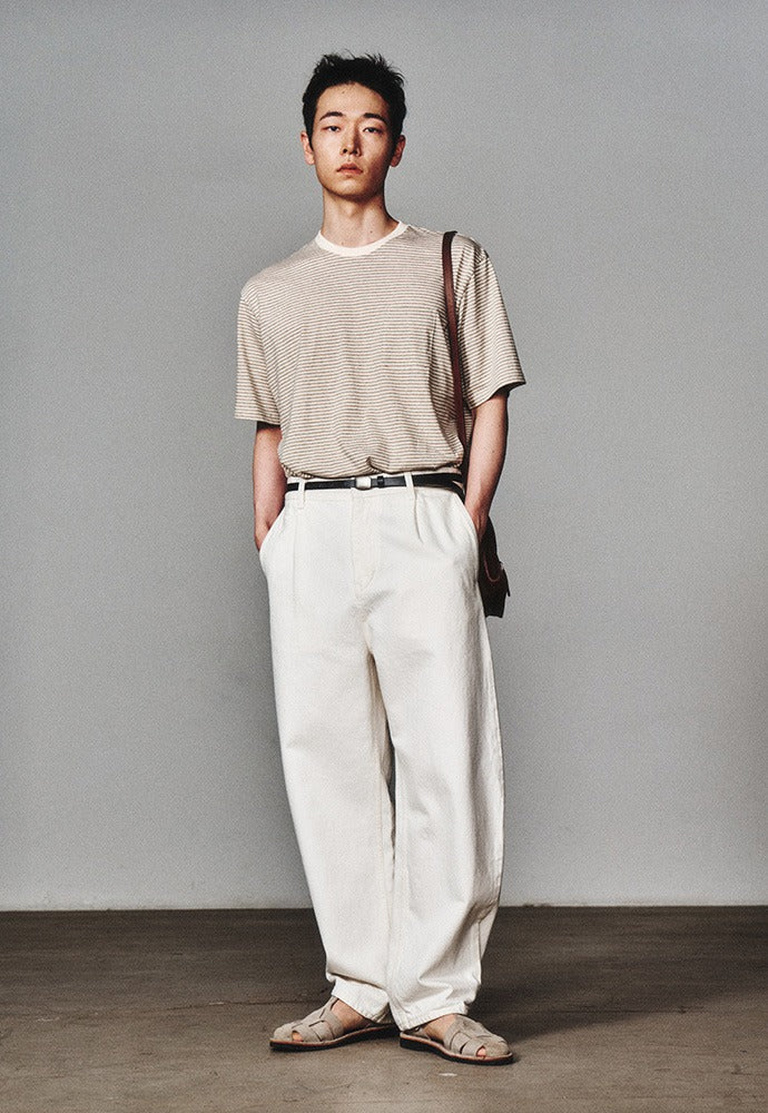 Art if acts - Washed Stripe Pocket S/S Tee (Dove) product image 1 | TRAB K-Fashion Australia