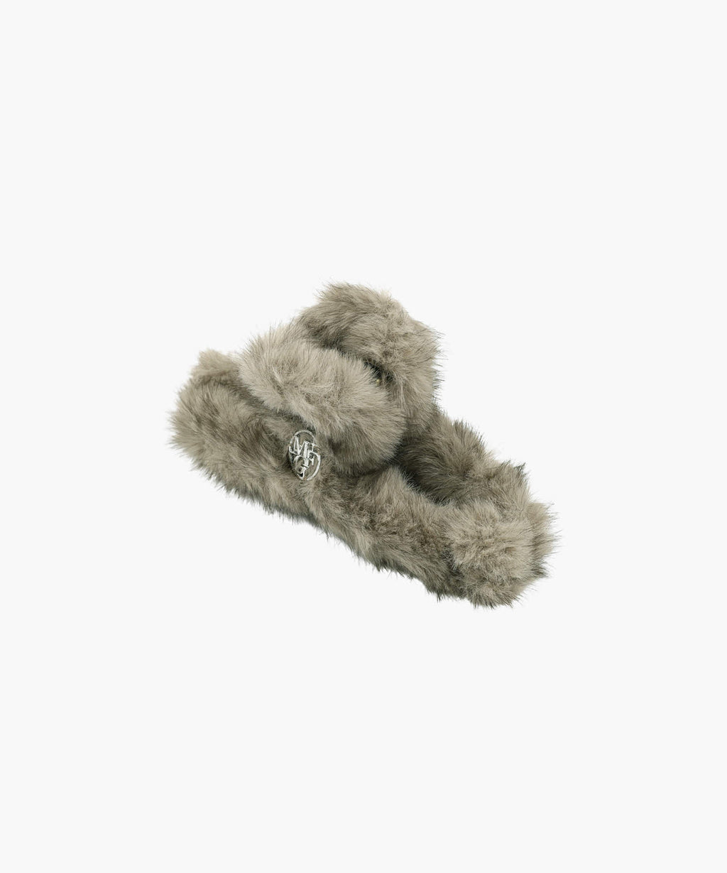 Marithe & Francois Girbaud - Circle Logo Fur Hair Clip (Oatmeal / Brown) product image 2 | TRAB K-Fashion Australia