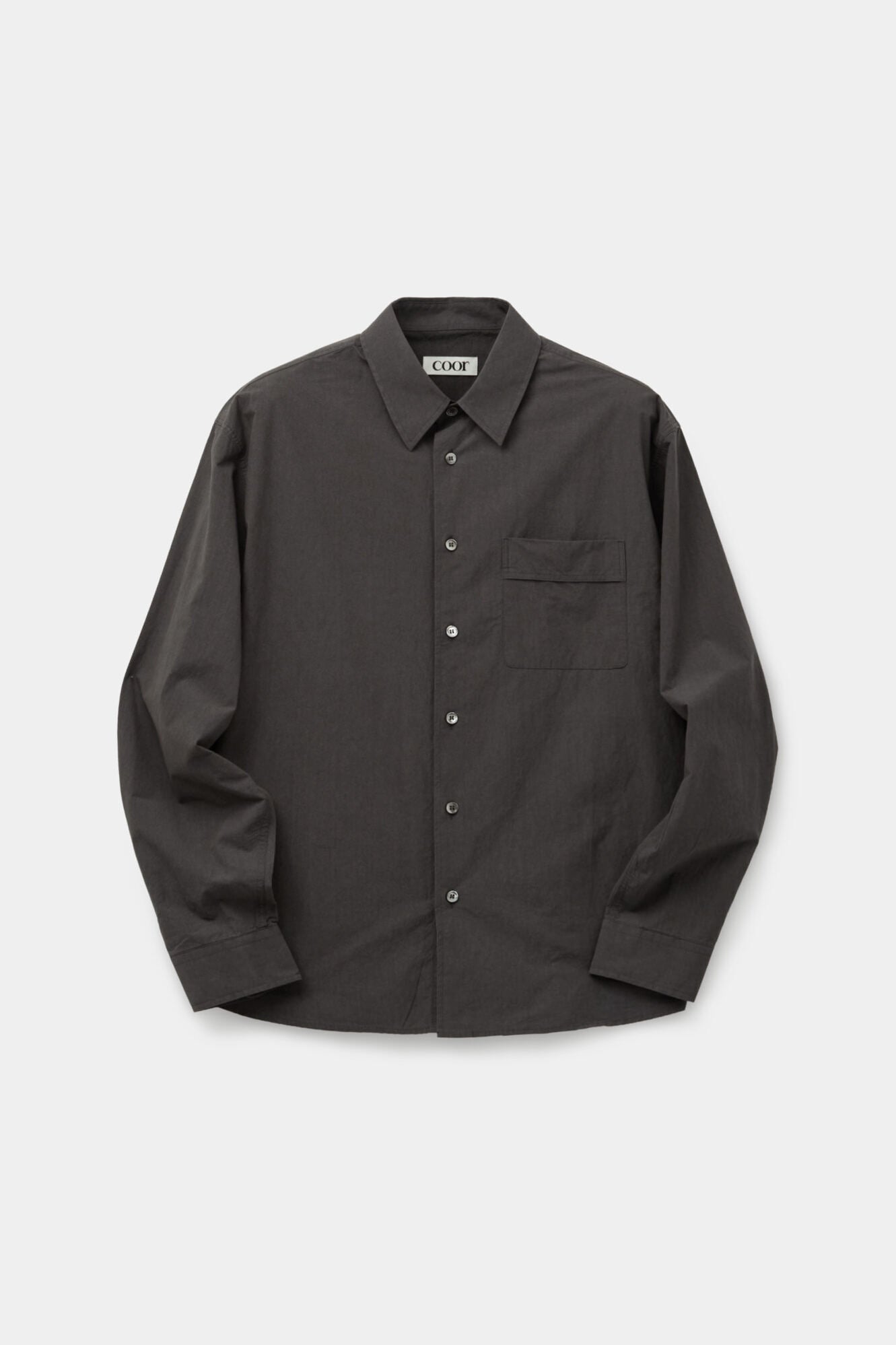 Coor - One-Pocket Garment Cotton Washed Shirt (Washed Charcoal) product image 1 | TRAB K-Fashion Australia
