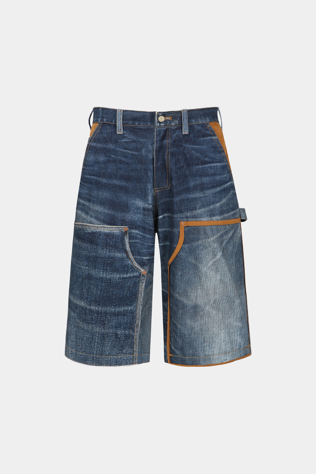 Andersson Bell - Unisex Denim Trompe L`oeil Double Knee Shorts (Blue) product image 9 | TRAB K-Fashion Australia