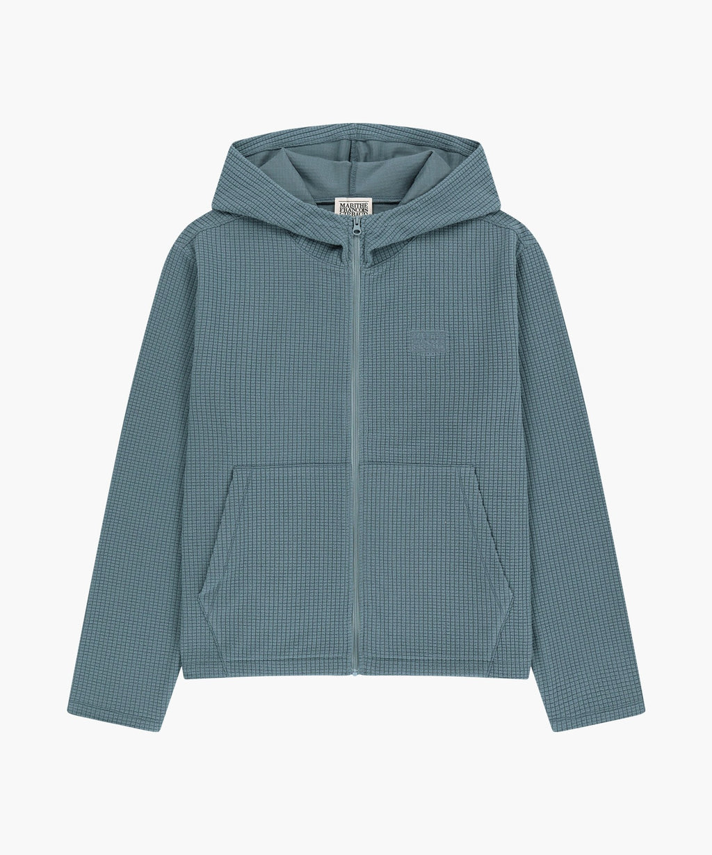 Marithe & Francois Girbaud - Grid Fleece Hoodie Zipup (Ash Blue) product image 1 | TRAB K-Fashion Australia