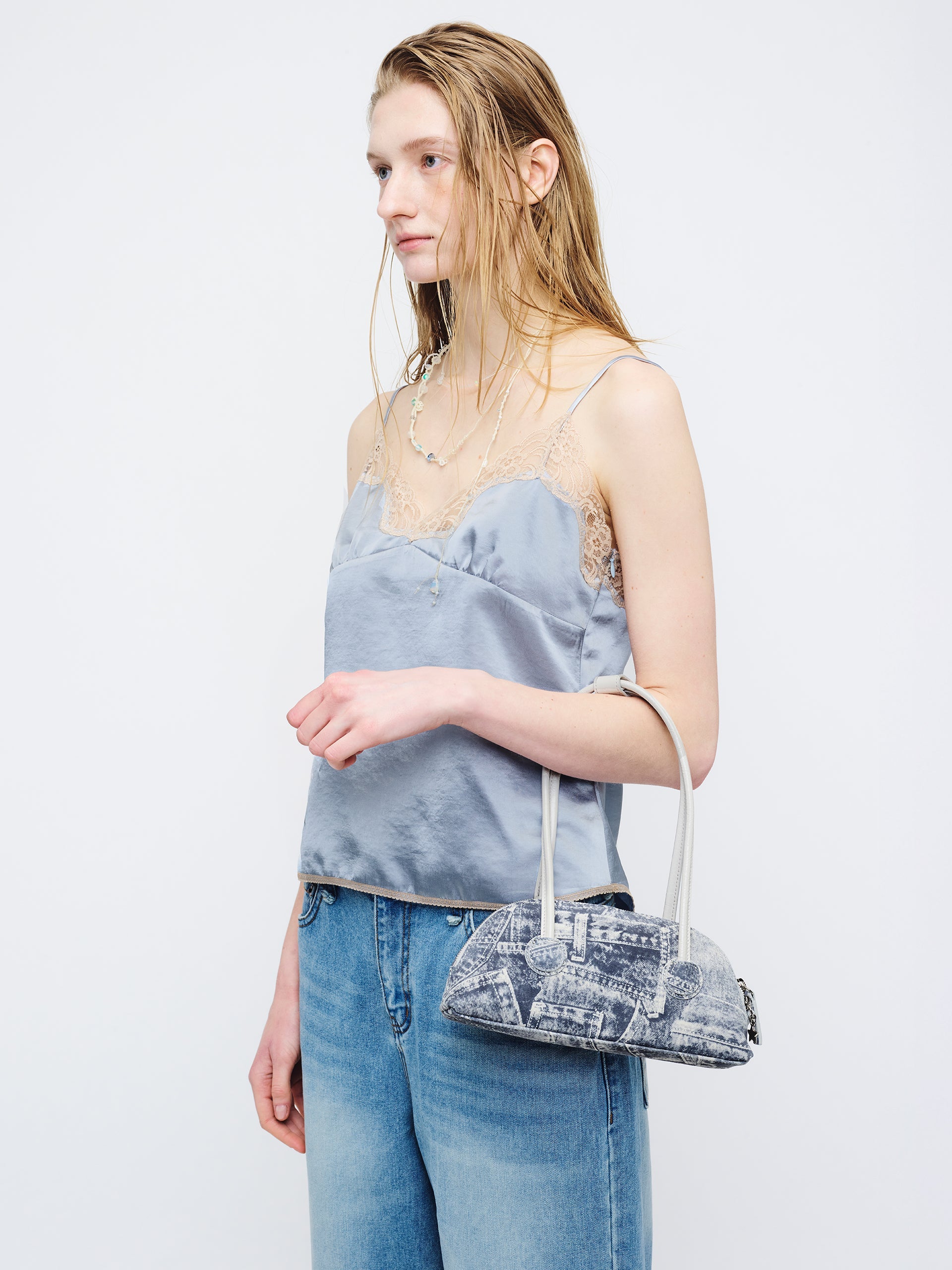 Marge Sherwood - Bessette Shoulder (Light Grey Printed Suede+Crinkle) product image 2 | TRAB K-Fashion Australia