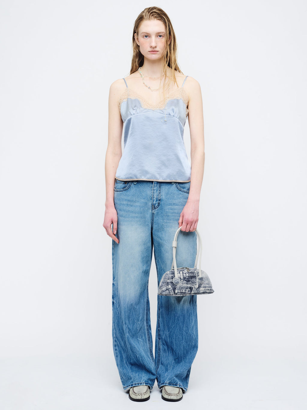 Marge Sherwood - Bessette Shoulder (Light Grey Printed Suede+Crinkle) product image 3 | TRAB K-Fashion Australia