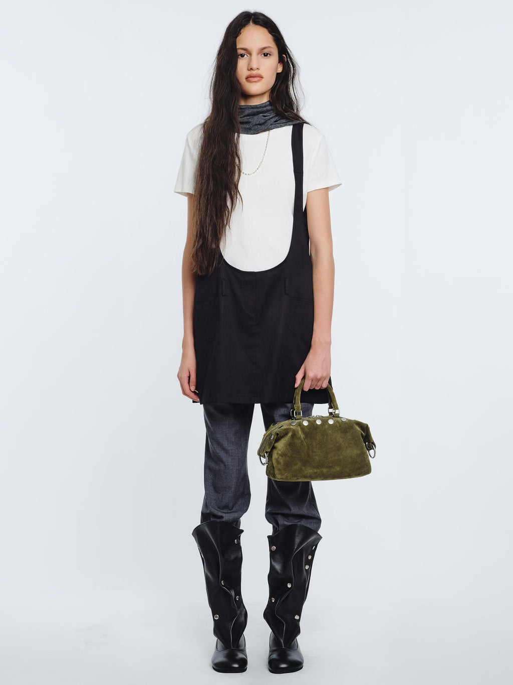 Marge Sherwood - Dumpling Stud Mini (Dark Olive Suede) product image 3 | TRAB K-Fashion Australia