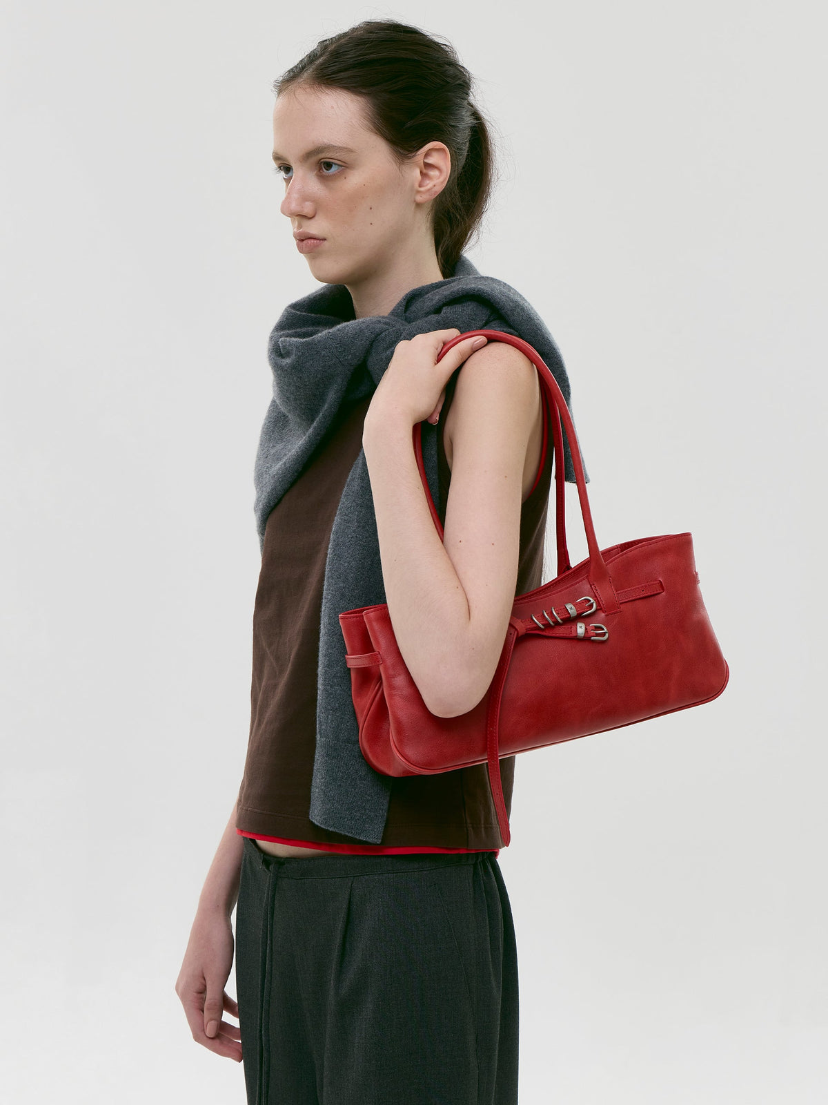 Marge Sherwood - Grandma Used Shoulder Bag (Apple Red Pull-Up) product image 2 | TRAB K-Fashion Australia