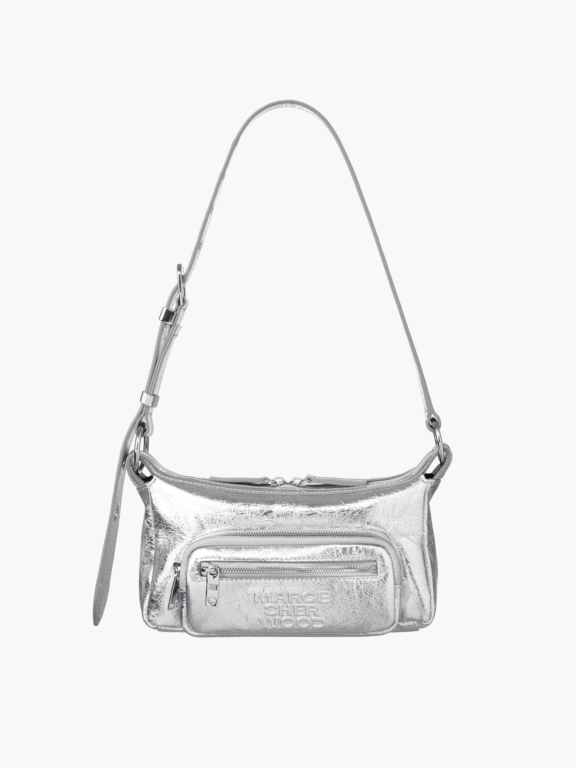 Marge Sherwood - Outpocket Hobo Mini (Silver Crinkle) product image 1 | TRAB K-Fashion Australia