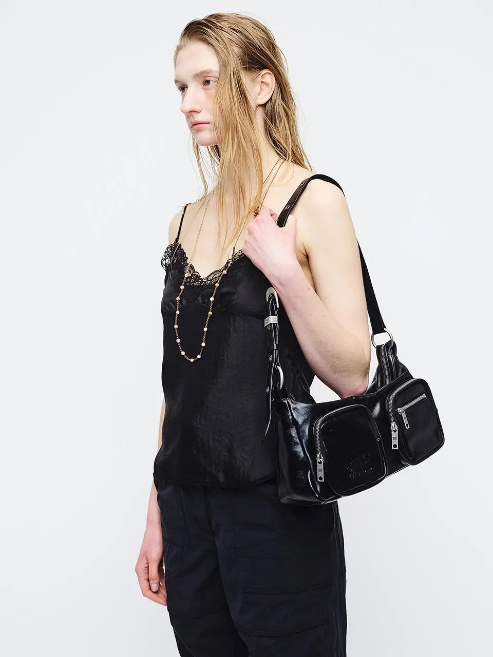 Marge Sherwood - Outpocket Hobo (Black Glossy Plain) product image 2 | TRAB K-Fashion Australia