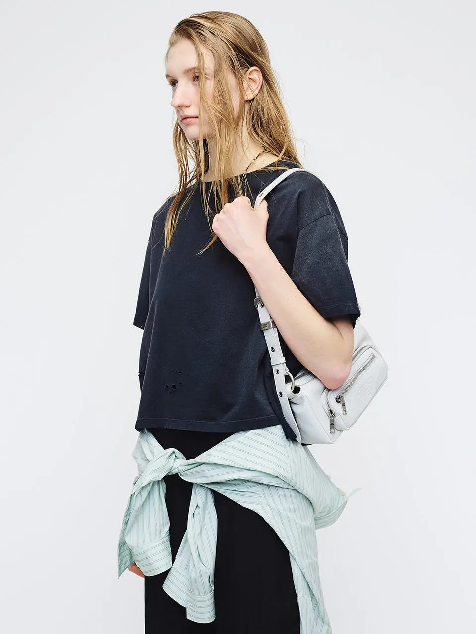 Marge Sherwood - Outpocket Hobo Mini (Off White Cracked) product image 2 | TRAB K-Fashion Australia