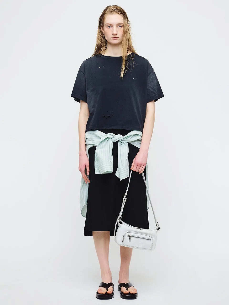 Marge Sherwood - Outpocket Hobo Mini (Off White Cracked) product image 3 | TRAB K-Fashion Australia