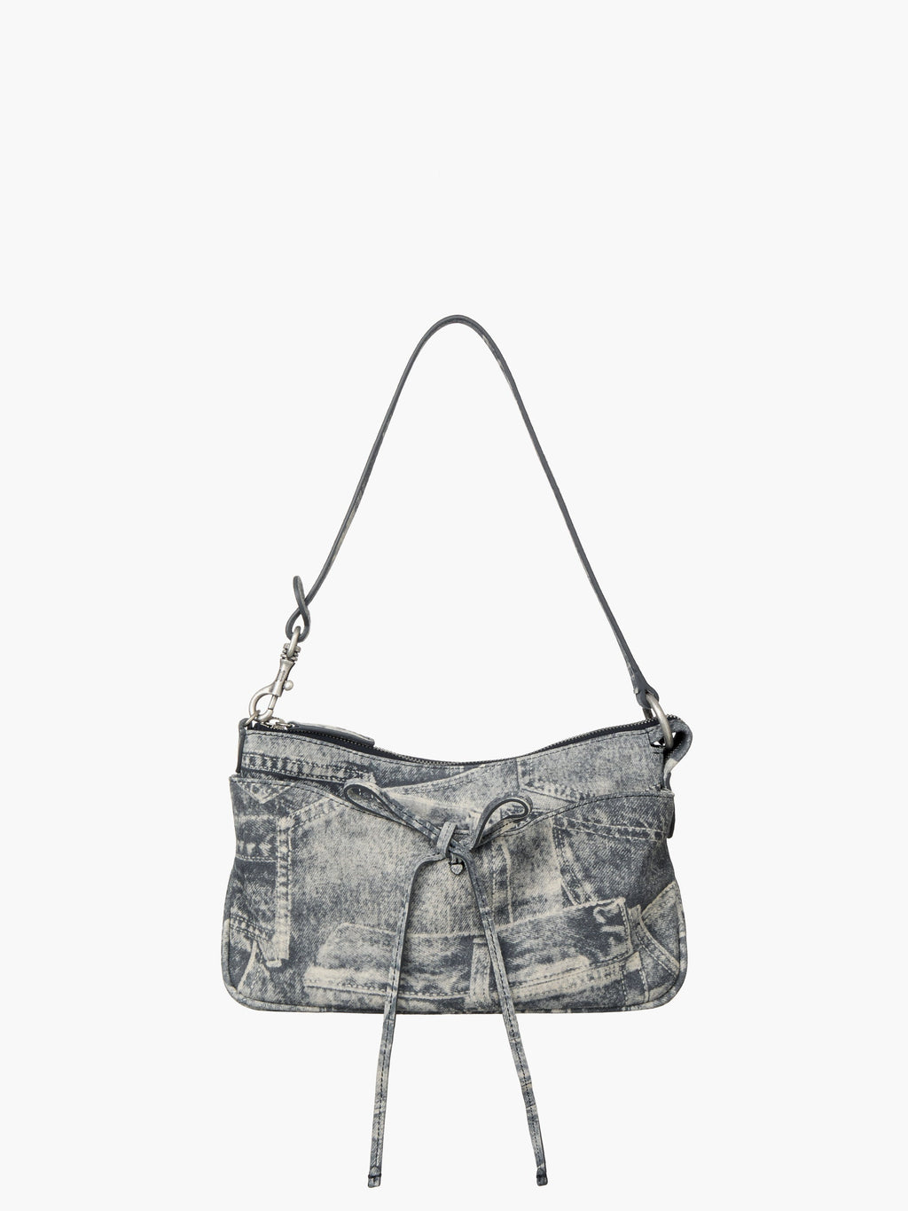 Marge Sherwood - Ribbon Pochette (Light Grey Printed Suede) product image 1 | TRAB K-Fashion Australia