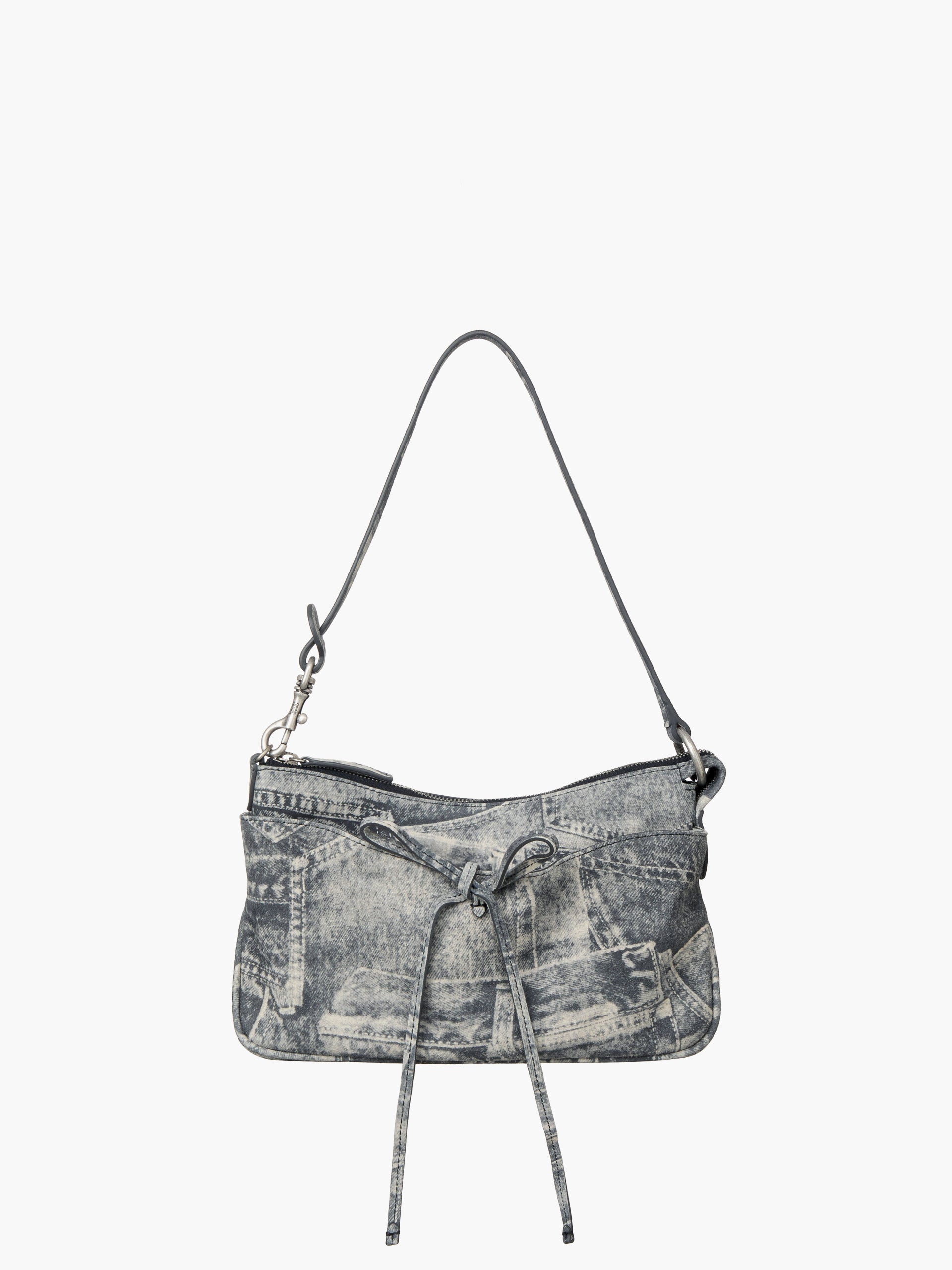 Marge Sherwood - Ribbon Pochette (Light Grey Printed Suede) product image 1 | TRAB K-Fashion Australia