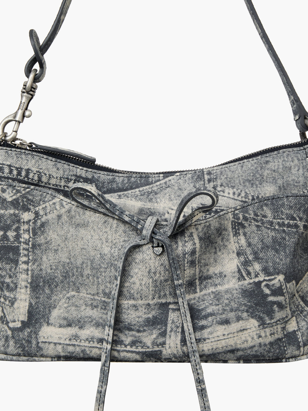 Marge Sherwood - Ribbon Pochette (Light Grey Printed Suede) product image 4 | TRAB K-Fashion Australia